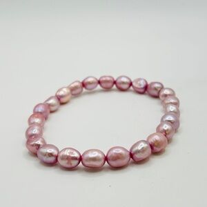 Pink Freshwater Pearl Stretch Bracelet; 8 inches
